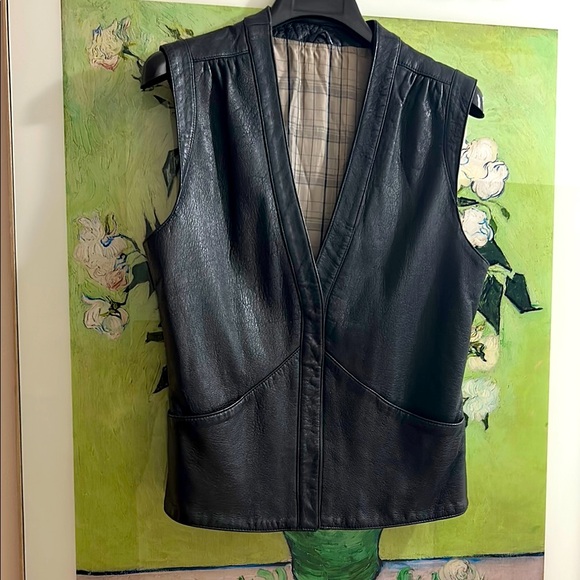 Vintage Spieth & Wensky Nevy blue/black  Leather Sleeveless Jacket vest - Picture 1 of 5